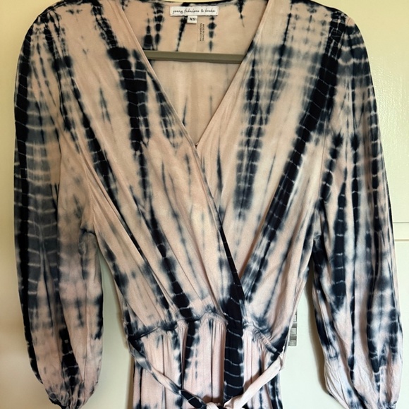 Young Fabulous & Broke Tie Dye Faux Wrap Midi Dress - Picture 3 of 11